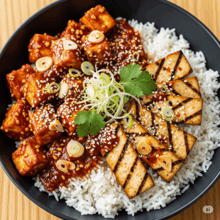 Paneer Tofu Chilli Rice Bowl (Muscle Gain)
