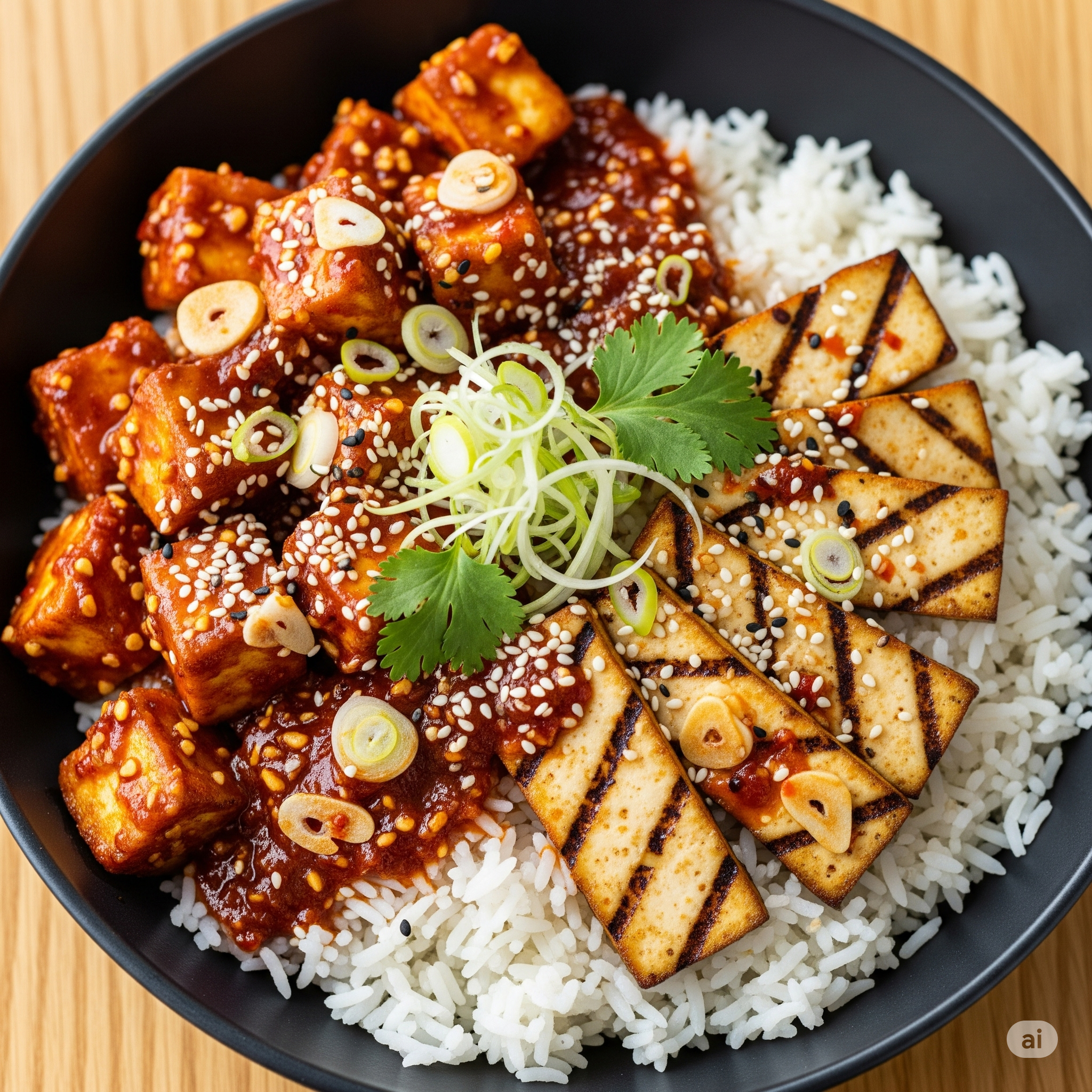 Paneer Tofu Chilli Rice Bowl (Muscle Gain)
