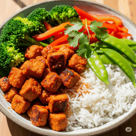 Chilli Garlic Soya Chunk Bowl (Weight Loss)