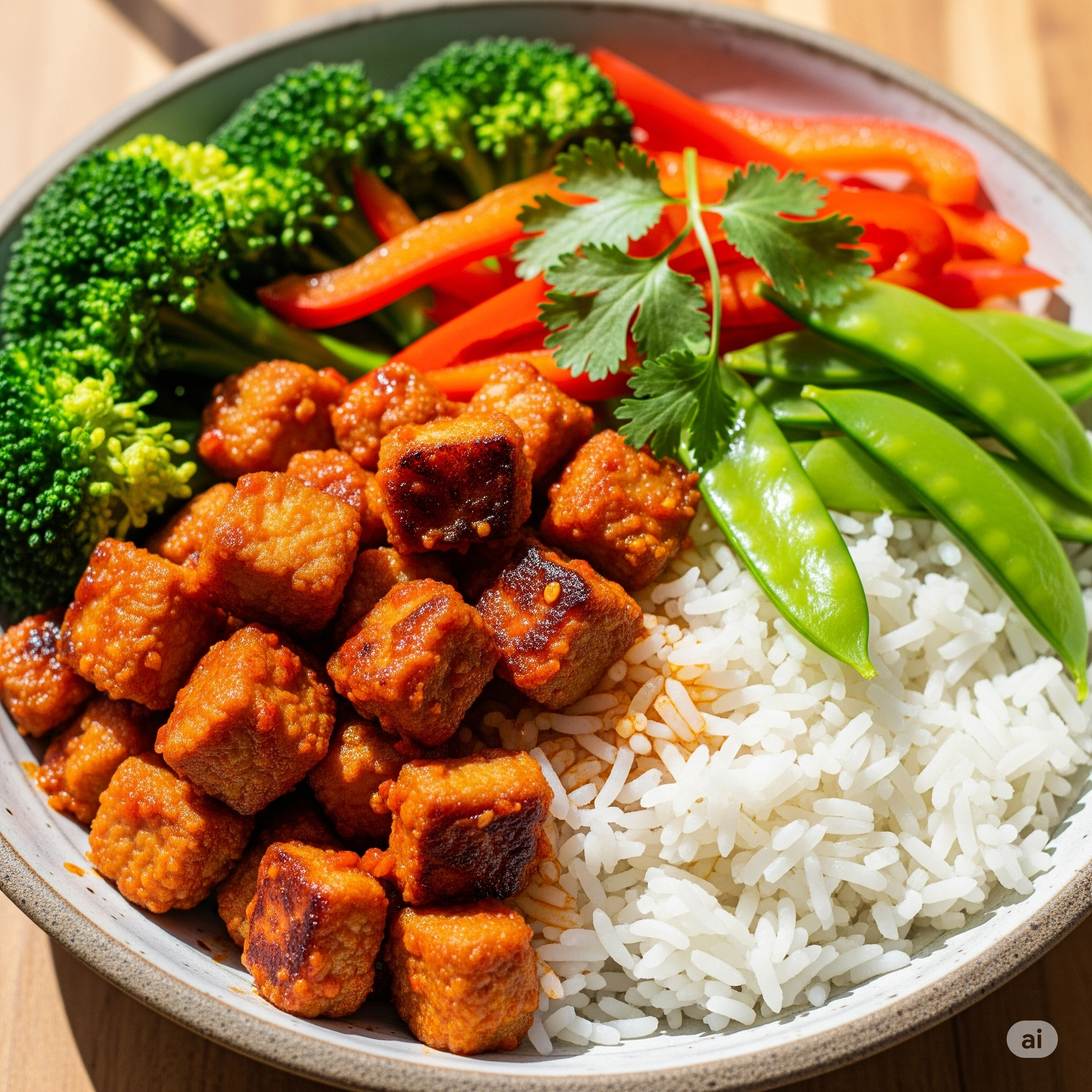 Chilli Garlic Soya Chunk Bowl (Weight Loss)