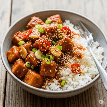Chilli Garlic Soya Chunk Bowl (Muscle Gain)